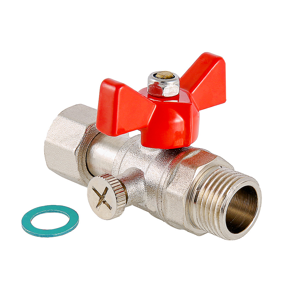 Кран шаровой для подключения  манометра, 1/2"нар -3/8"вн.
