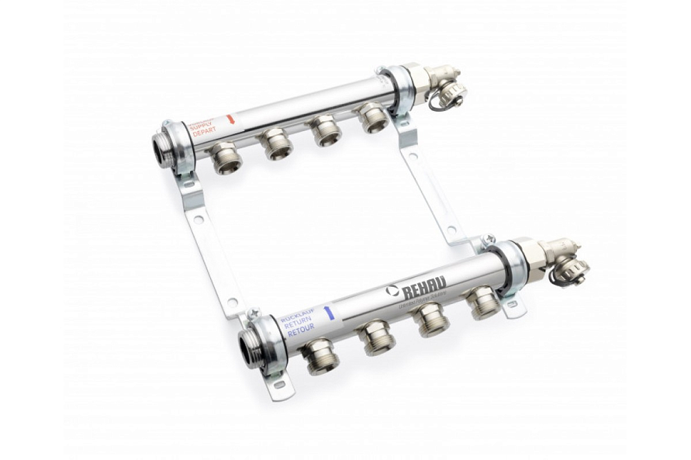 Распределительный коллектор HLV на 4 группы нерж. сталь